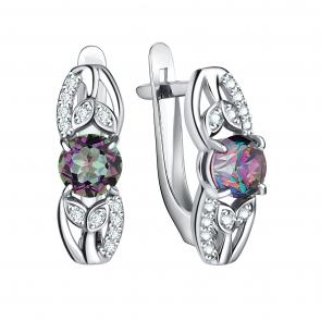 Серебряные серьги TALANT с фианитом и кварцем 10-72-0К01-10190 фото