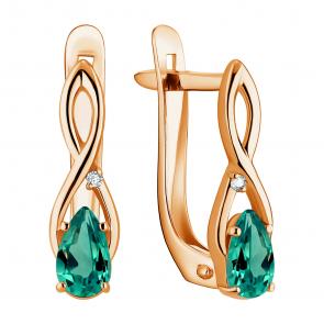 Золотые серьги TALANT с бриллиантом и изумрудом 10-90-8000-27323 фото