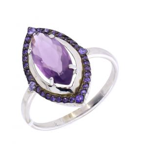 Серебряное кольцо ЮК Maskom с фианитом и ювелирным кристаллом 100-1240-ф фото