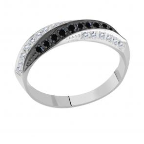 Кольцо из белого золота Александра с бриллиантом и чёрным бриллиантом 1010236сб фото