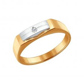 Золотое кольцо SOKOLOV с бриллиантом 1010649 фото