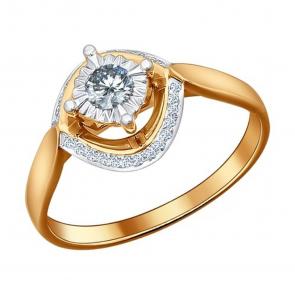 Золотое кольцо SOKOLOV с бриллиантом 1011033 фото