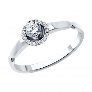 Кольцо из белого золота SOKOLOV с бриллиантом выращенным 1011058-5 фото