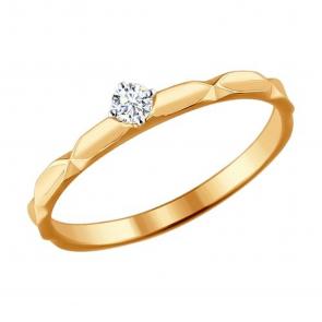 Золотое кольцо SOKOLOV с бриллиантом 1011358 фото