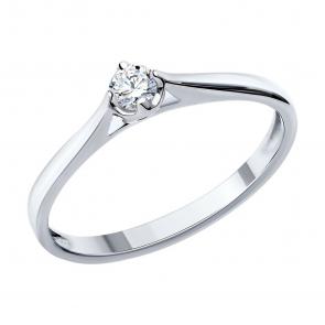 Кольцо из белого золота SOKOLOV с бриллиантом выращенным 1011384-5 фото