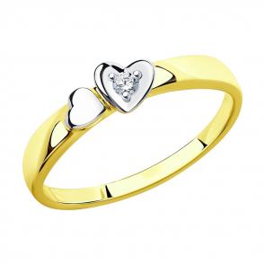 Кольцо из лимонного золота SOKOLOV с бриллиантом 1011553-2 фото