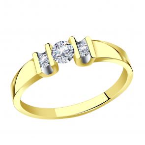 Кольцо из лимонного золота Александра с бриллиантом 1011576сбл фото