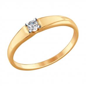 Золотое помолвочное кольцо SOKOLOV с бриллиантом 1011610 фото