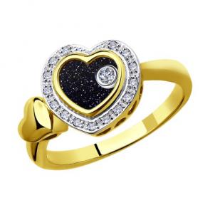 Кольцо из лимонного золота SOKOLOV с подвижным бриллиантом 1011656-2 фото