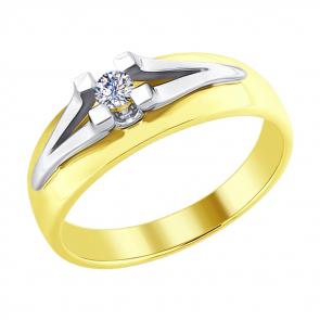 Кольцо из лимонного золота SOKOLOV с бриллиантом 1011657-2 фото