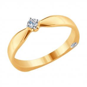 Золотое помолвочное кольцо SOKOLOV с бриллиантом 1011664 фото