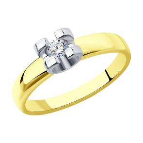 Кольцо из лимонного золота SOKOLOV с бриллиантом 1011679-2 фото