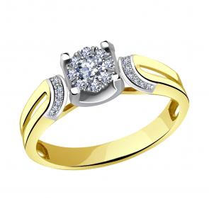 Кольцо из лимонного золота Александра с бриллиантом 1011834сбл фото