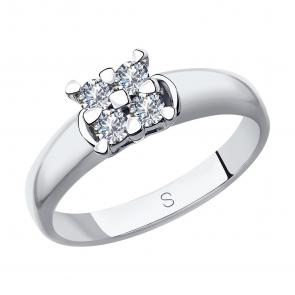 Кольцо из белого золота SOKOLOV с бриллиантом 1011847 фото