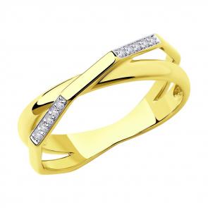 Кольцо из лимонного золота SOKOLOV с бриллиантом 1011865-2 фото