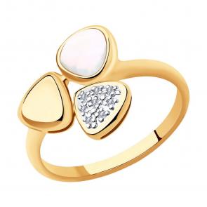 Золотое кольцо SOKOLOV с бриллиантом и перламутром 1011883-5 фото