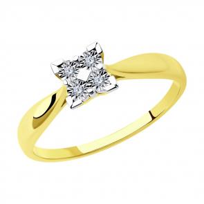 Кольцо из лимонного золота SOKOLOV с бриллиантом 1011890-2 фото