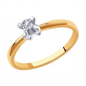 Золотое кольцо SOKOLOV с бриллиантом 1011949 фото