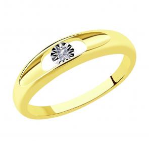Кольцо из лимонного золота SOKOLOV с бриллиантом 1011973-2 фото