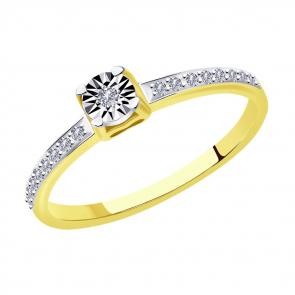 Кольцо из лимонного золота SOKOLOV с бриллиантом 1012010-2 фото