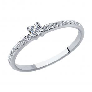 Помолвочное кольцо из белого золота SOKOLOV с бриллиантом 1012027 фото