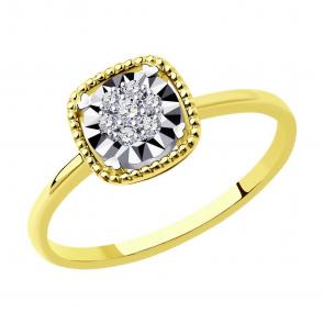 Кольцо из лимонного золота SOKOLOV с бриллиантом 1012143-2 фото