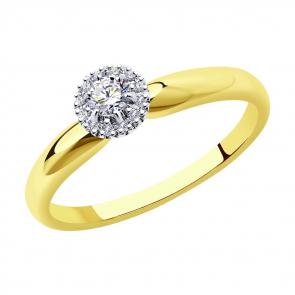 Кольцо из лимонного золота SOKOLOV с бриллиантом 1012157-2 фото