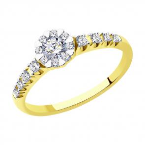 Кольцо из лимонного золота SOKOLOV с бриллиантом 1012199-2 фото