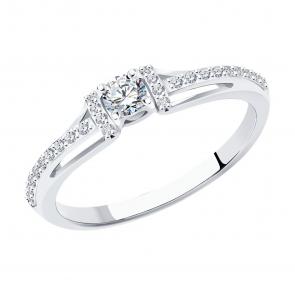 Помолвочное кольцо из белого золота SOKOLOV с бриллиантом 1012271-3 фото