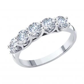 Кольцо из белого золота SOKOLOV с бриллиантом выращенным 1012285-3-5 фото