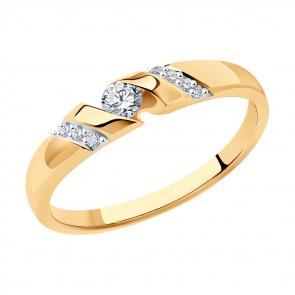 Золотое кольцо SOKOLOV с бриллиантом 1012360 фото