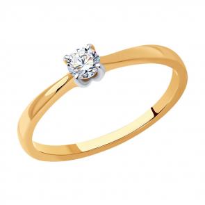 Золотое кольцо SOKOLOV с бриллиантом 1012399 фото
