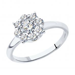 Кольцо из белого золота SOKOLOV с бриллиантом 1012402-3 фото