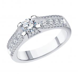 Кольцо из белого золота SOKOLOV с бриллиантом 1012438-3 фото