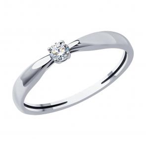 Кольцо из белого золота SOKOLOV с бриллиантом 1012444-3 фото