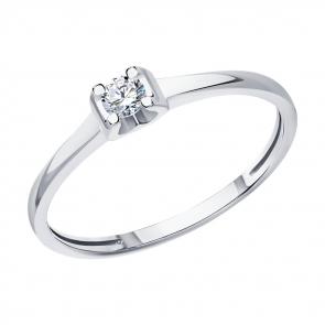 Кольцо из белого золота SOKOLOV с бриллиантом 1012460-3 фото