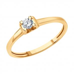 Золотое кольцо SOKOLOV с бриллиантом 1012461 фото