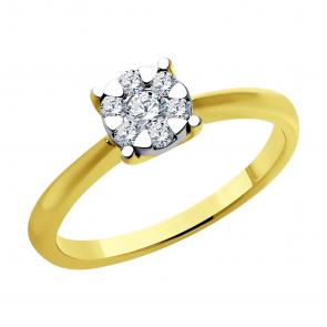 Кольцо из лимонного золота SOKOLOV с бриллиантом 1012490-2 фото