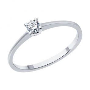 Кольцо из белого золота SOKOLOV с бриллиантом 1012495-3 фото