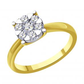 Кольцо из лимонного золота SOKOLOV с бриллиантом 1012508-2 фото