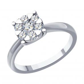 Кольцо из белого золота SOKOLOV с бриллиантом выращенным 1012508-3-5 фото