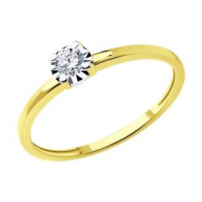 Кольцо из лимонного золота SOKOLOV с бриллиантом 1012549-2 фото