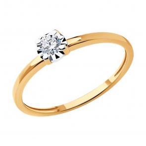 Золотое кольцо SOKOLOV с бриллиантом 1012549 фото