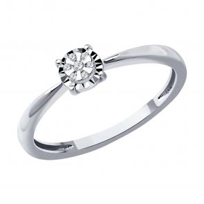 Кольцо из белого золота SOKOLOV с бриллиантом 1012553-3 фото