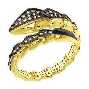 Кольцо из лимонного золота SOKOLOV с коньячным бриллиантом 1012589-2 фото