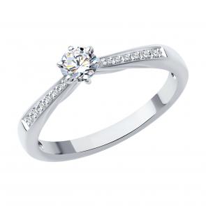 Кольцо из белого золота SOKOLOV с бриллиантом выращенным 1012603-3-5 фото