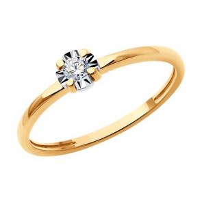 Золотое кольцо SOKOLOV с бриллиантом 1012608 фото