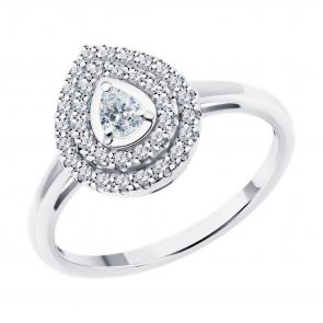 Кольцо из белого золота SOKOLOV с бриллиантом выращенным 1012637-3-5 фото