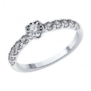 Кольцо из белого золота SOKOLOV с бриллиантом 1012677-3 фото