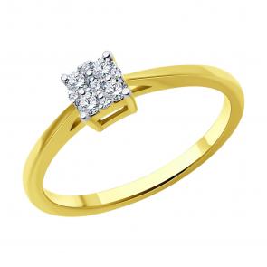 Кольцо из лимонного золота SOKOLOV с бриллиантом 1012687-2 фото